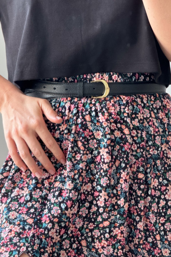 SPÓDNICA WISKOZOWA CZARNA W PUDROWĄ ŁĄCZKĘ VALERIA 5