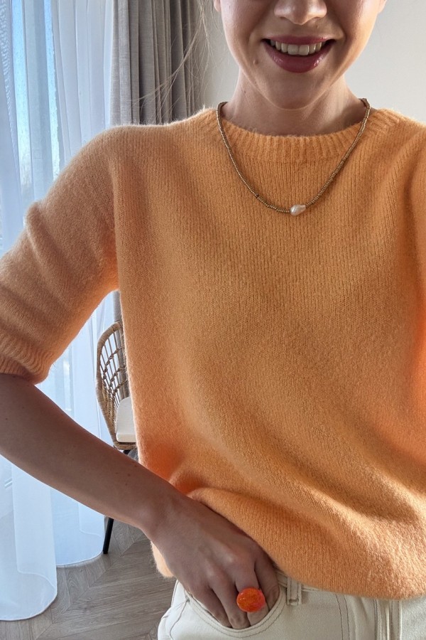SWETER Z WEŁNĄ Z ALPAKI MORELOWY 1
