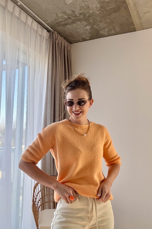 SWETER Z WEŁNĄ Z ALPAKI MORELOWY 5