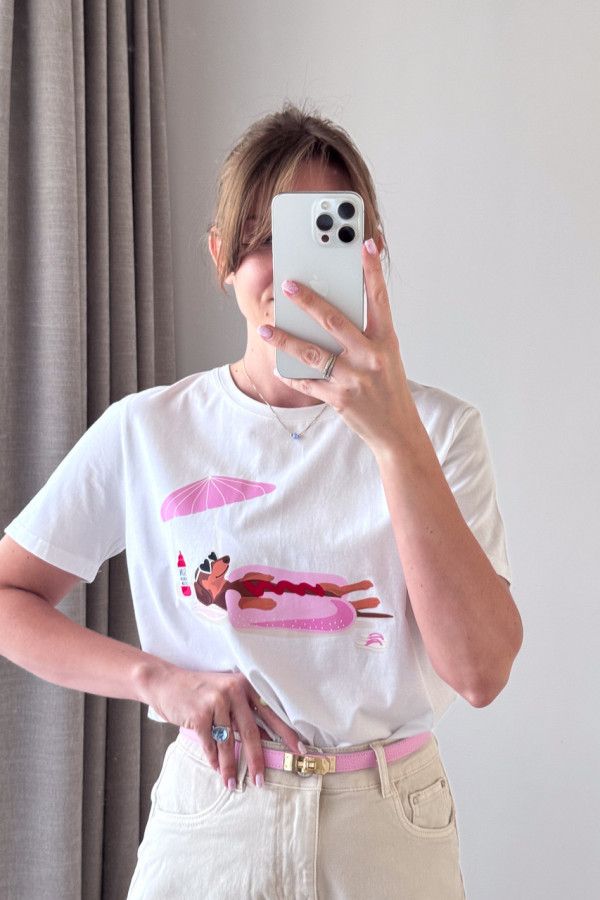 TSHIRT BIAŁY Z RÓŻOWYM JAMNIKIEM EDYCJA LIMITOWANA