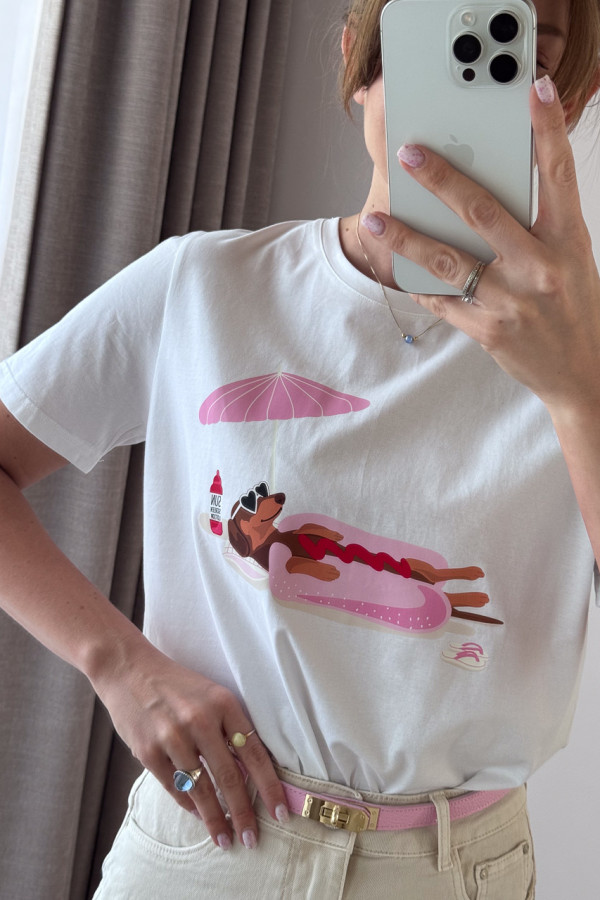 TSHIRT BIAŁY Z RÓŻOWYM JAMNIKIEM EDYCJA LIMITOWANA 3