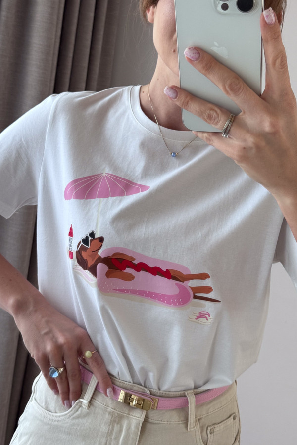 TSHIRT BIAŁY Z RÓŻOWYM JAMNIKIEM EDYCJA LIMITOWANA 5
