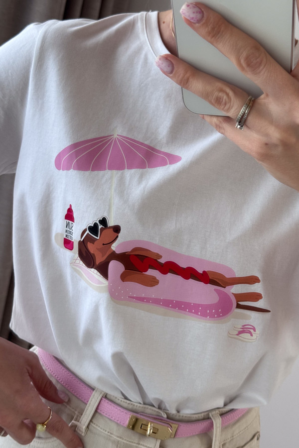 TSHIRT BIAŁY Z RÓŻOWYM JAMNIKIEM EDYCJA LIMITOWANA 6