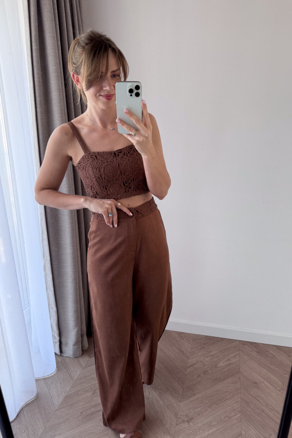 KOMPLET DARK CHOCOLATE Z AŻUROWYM TOPEM