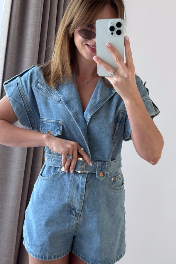 KOMBINEZON Z SZORTAMI Z MIEKKIEGO DŻINSU GLAM 4