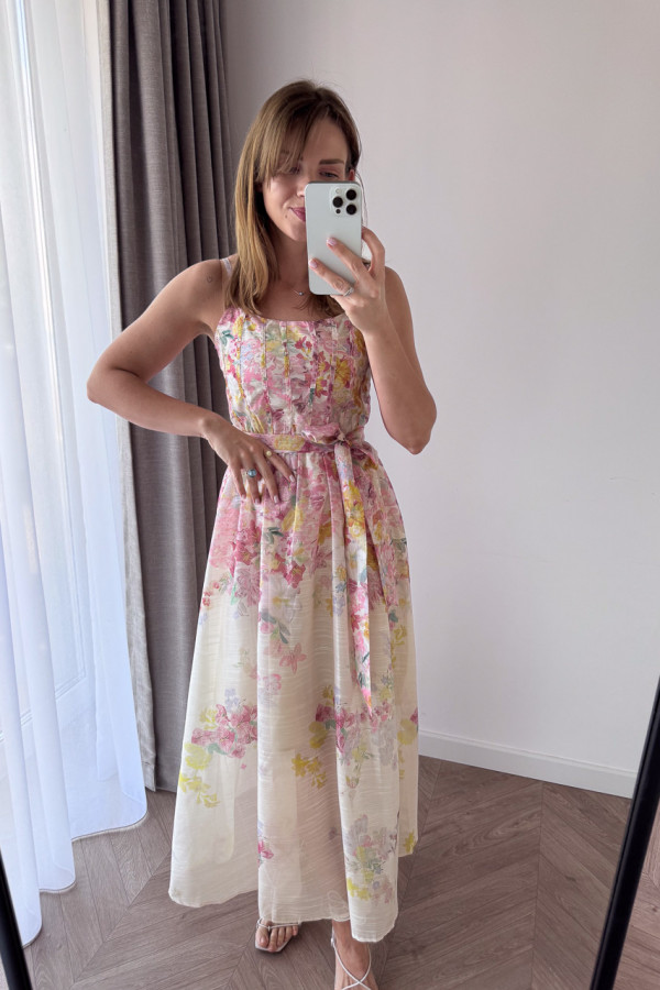 SUKIENKA MAXI W PASTELOWE KWIATY ŚMIETANKOWA BRIDE 3