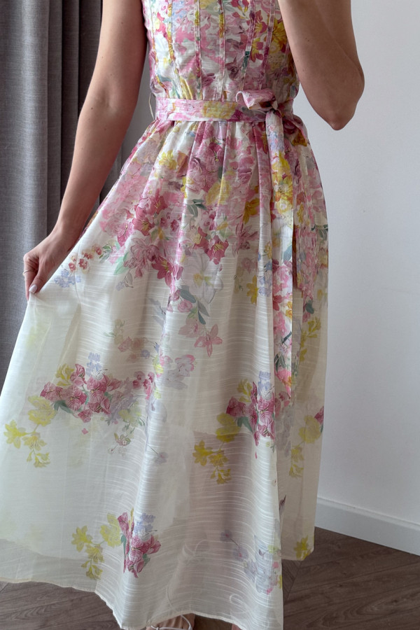 SUKIENKA MAXI W PASTELOWE KWIATY ŚMIETANKOWA BRIDE 5