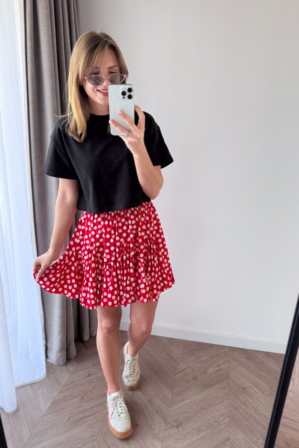 SPÓDNICZKA WISKOZOWA MINI CZERWONA W MARGARETKI LOLA 2