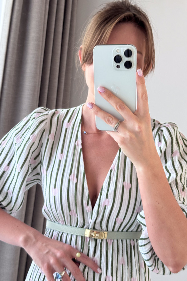 SUKIENKA MUŚLINOWA BIAŁA W SZAŁWIOWE PASKI NATALIA 6