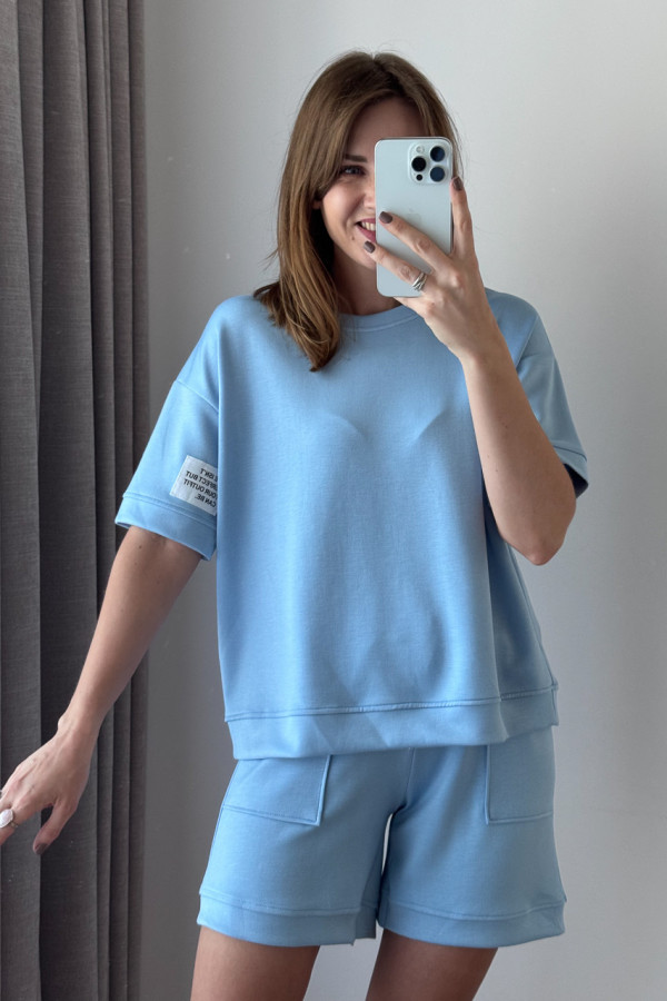 KOMPLET MASEŁKO BABY BLUE KOSZULKA + SZORTY 2