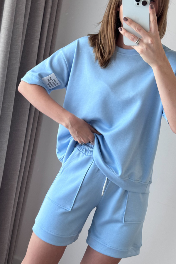 KOMPLET MASEŁKO BABY BLUE KOSZULKA + SZORTY 4