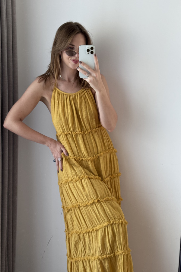 SUKIENKA MAXI SOCZYSTE MANGO WIĄZANA NA SZYJE GLORIA 5