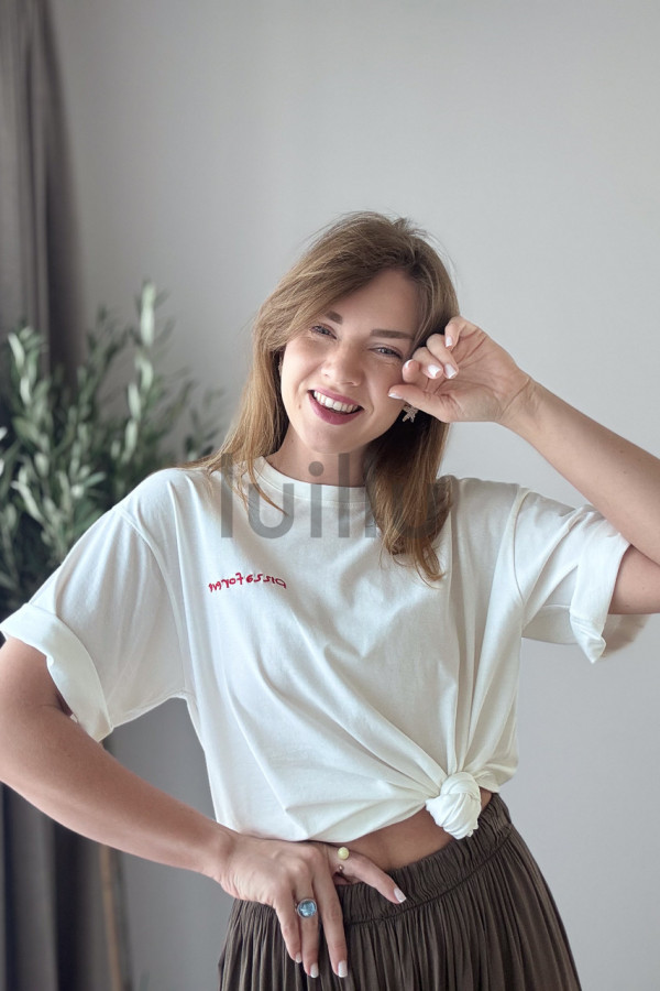 TSHIRT BIAŁY Z HAFTEM PIZZA FOREVER 6