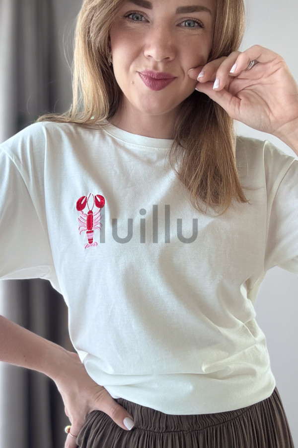 TSHIRT BIAŁY Z HAFTEM RACZEK