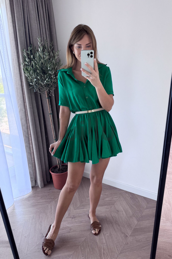 SUKIENKA MINI Z SZEROKIM DOŁEM ZAPINANA NA GUZIKI ZIELEŃ ALESSANDRA 5