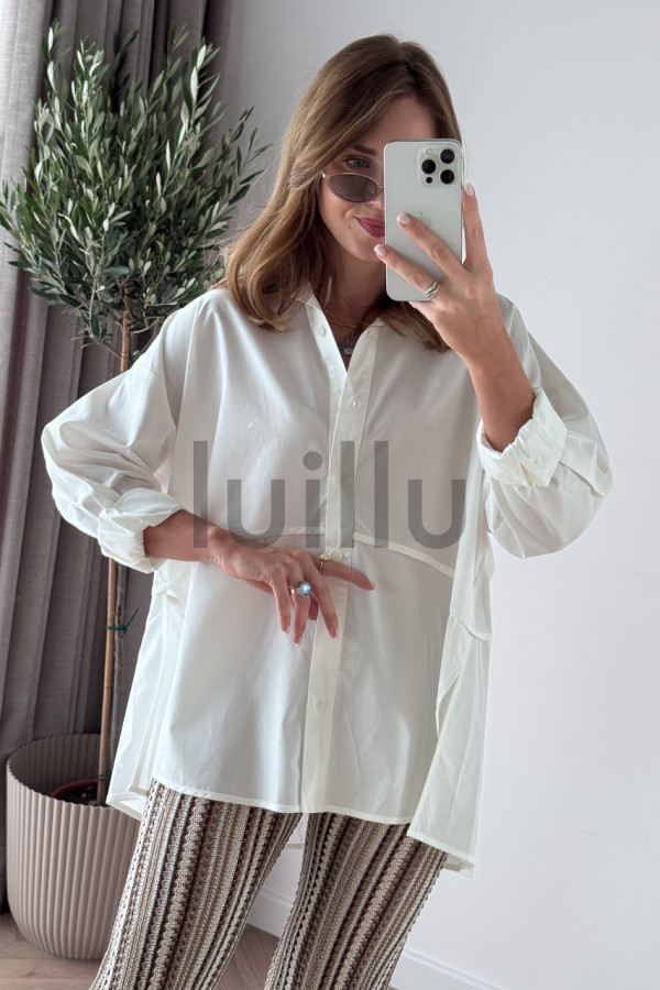 KOSZULA BAWEŁNIANA KOŚĆ SŁONIOWA OVERSIZE LUIZA