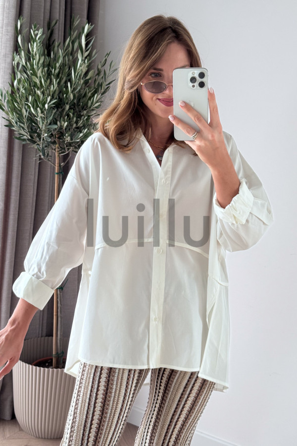 KOSZULA BAWEŁNIANA KOŚĆ SŁONIOWA OVERSIZE LUIZA 2