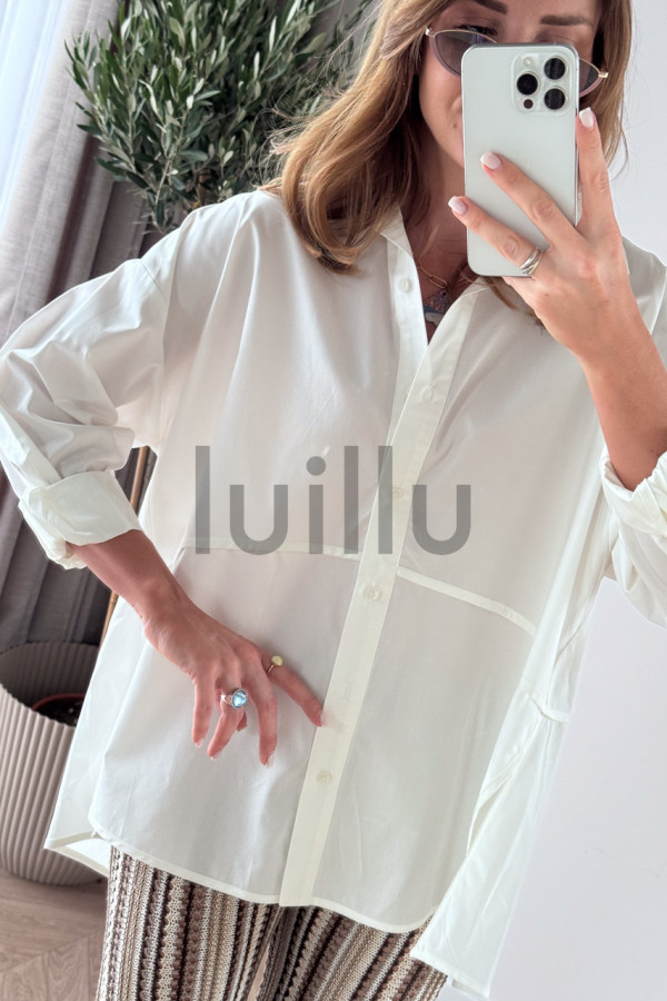 KOSZULA BAWEŁNIANA KOŚĆ SŁONIOWA OVERSIZE LUIZA 3