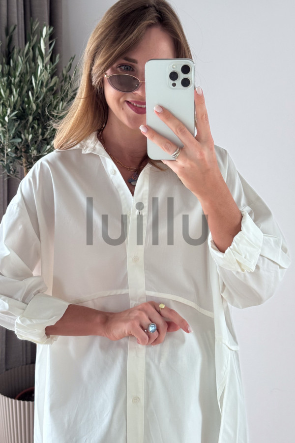 KOSZULA BAWEŁNIANA KOŚĆ SŁONIOWA OVERSIZE LUIZA 4