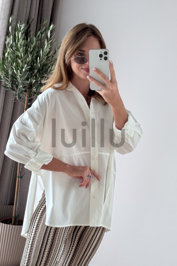 KOSZULA BAWEŁNIANA KOŚĆ SŁONIOWA OVERSIZE LUIZA 5