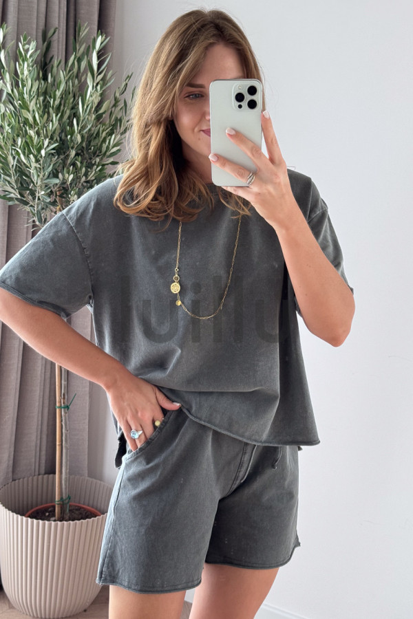 KOMPLET DEKATYZOWANY Z BAWEŁNY CASUAL GREY 3