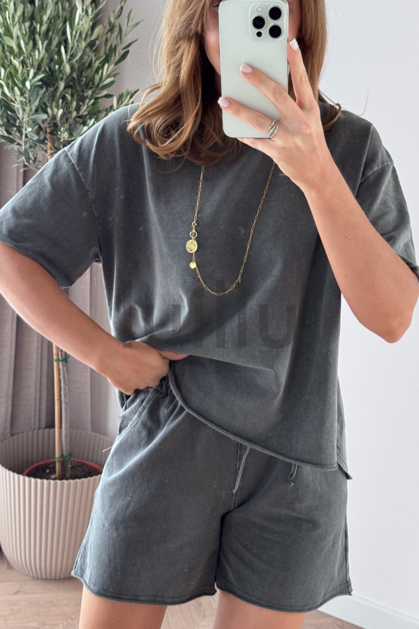 KOMPLET DEKATYZOWANY Z BAWEŁNY CASUAL GREY 1