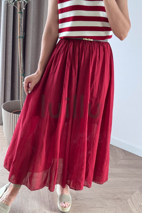 SPÓDNICA BAWEŁNIANA PREMIUM BORDOWA LAURA 2