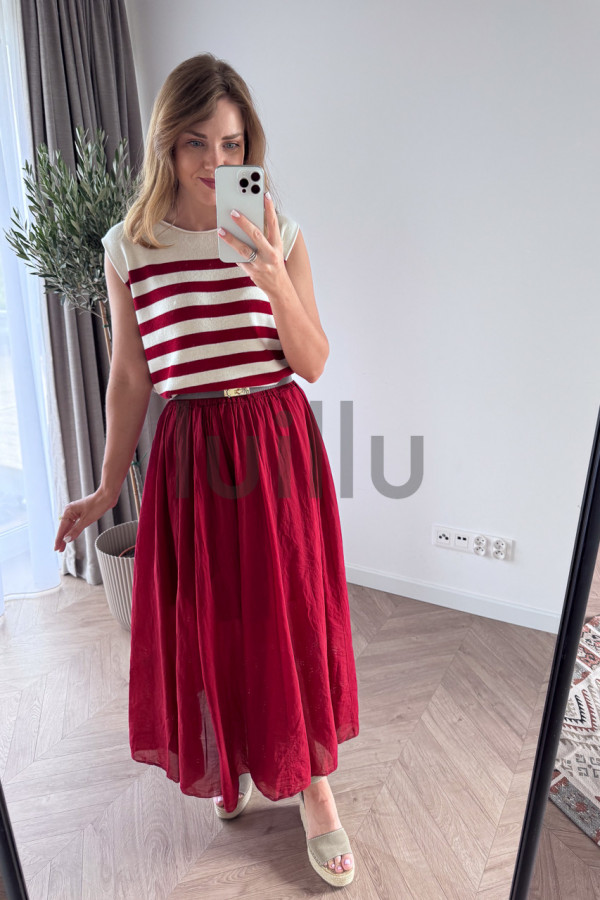 SPÓDNICA BAWEŁNIANA PREMIUM BORDOWA LAURA