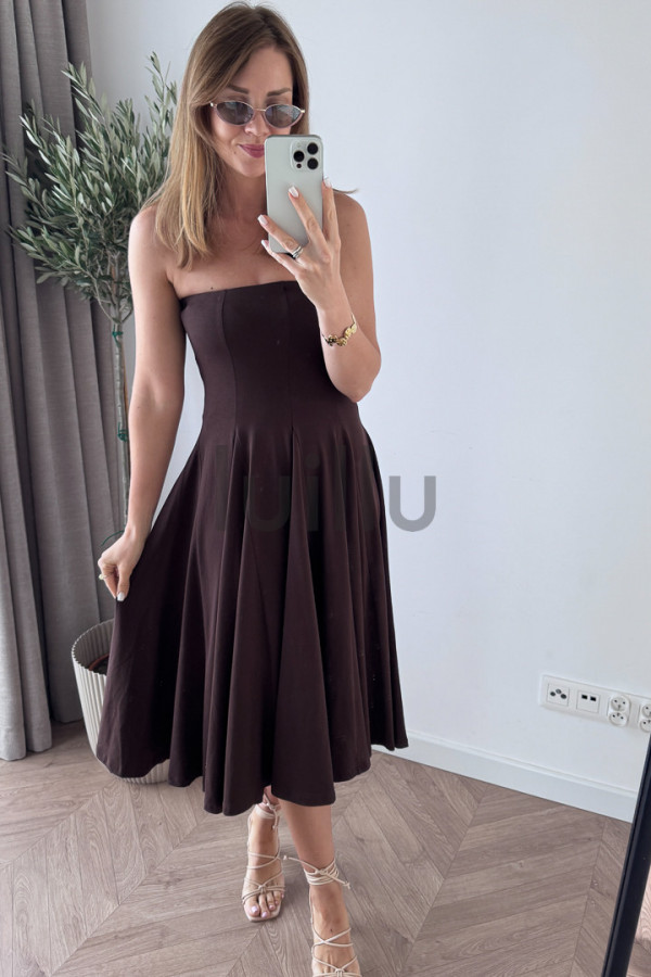 SUKIENKA/SPÓDNICA ROZKLOSZOWANA CZEKOLADOWA EMMA
