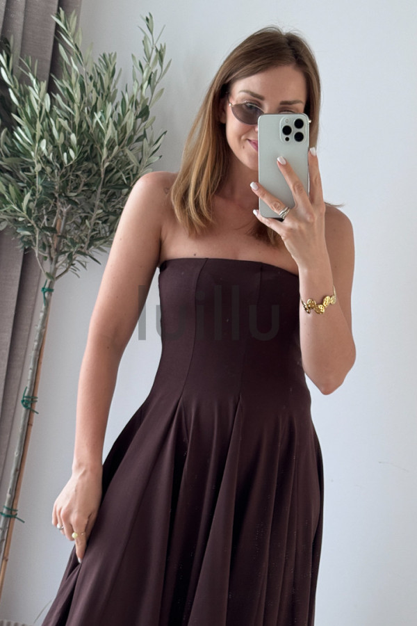 SUKIENKA/SPÓDNICA ROZKLOSZOWANA CZEKOLADOWA EMMA 4