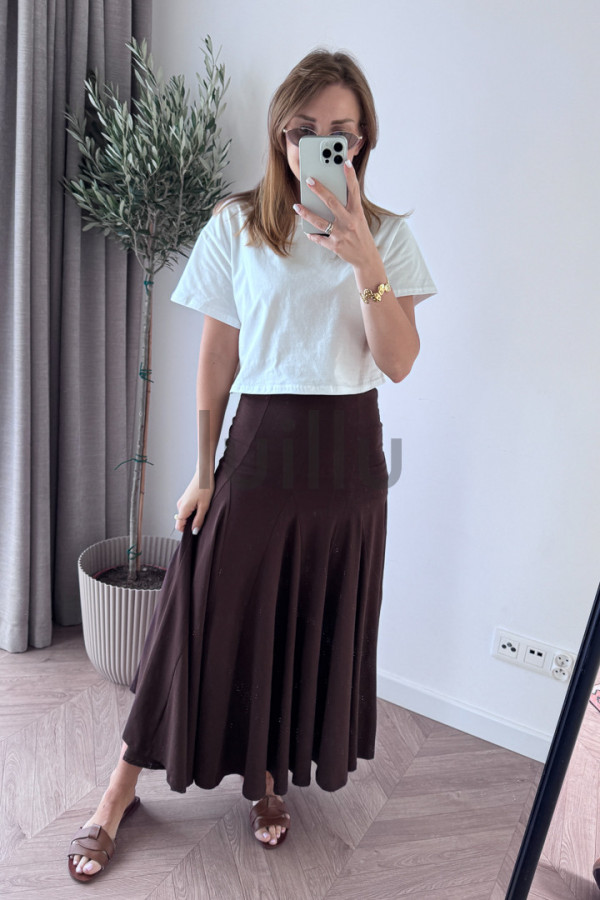 SUKIENKA/SPÓDNICA ROZKLOSZOWANA CZEKOLADOWA EMMA 8