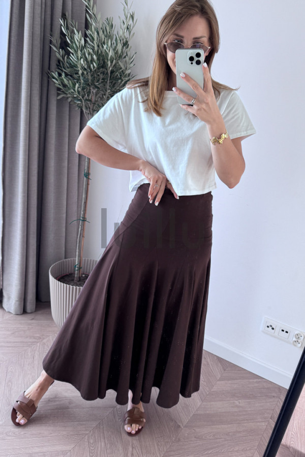 SUKIENKA/SPÓDNICA ROZKLOSZOWANA CZEKOLADOWA EMMA 12