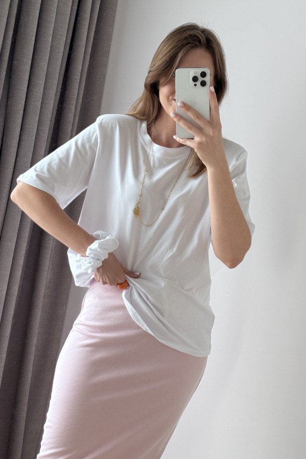 KOSZULKA BAWEŁNIANA Z RÓŻĄ I GUMKĄ DO WŁOSOW BIAŁA ROSALINA 3