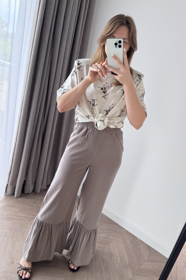 KOSZULKA BAWEŁNIANA Z RÓŻĄ I GUMKĄ DO WŁOSOW ŚMIETANA ROSALINA 2