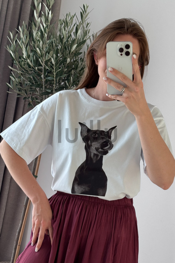 KOSZULKA BIAŁA Z BAWEŁNY PREMIUM DOBERMAN