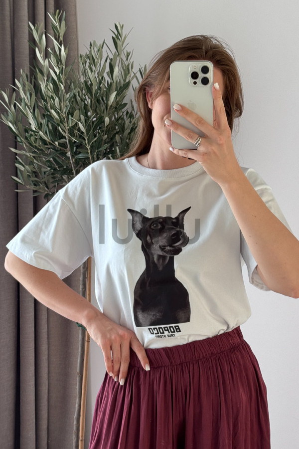 KOSZULKA BIAŁA Z BAWEŁNY PREMIUM DOBERMAN 2