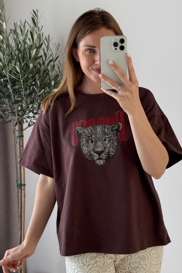 KOSZULKA WIŚNIA W CZEKOLADZIE Z BAWEŁNY PREMIUM TIGER 4