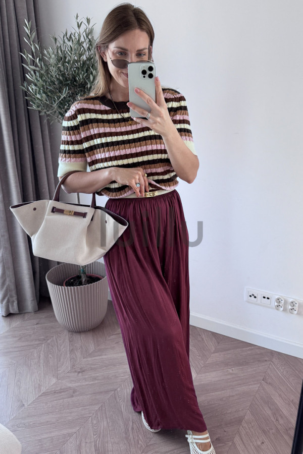 SWETER DZIANINOWYZ WISKOZA W JESIENNE PASKI PUDER 8
