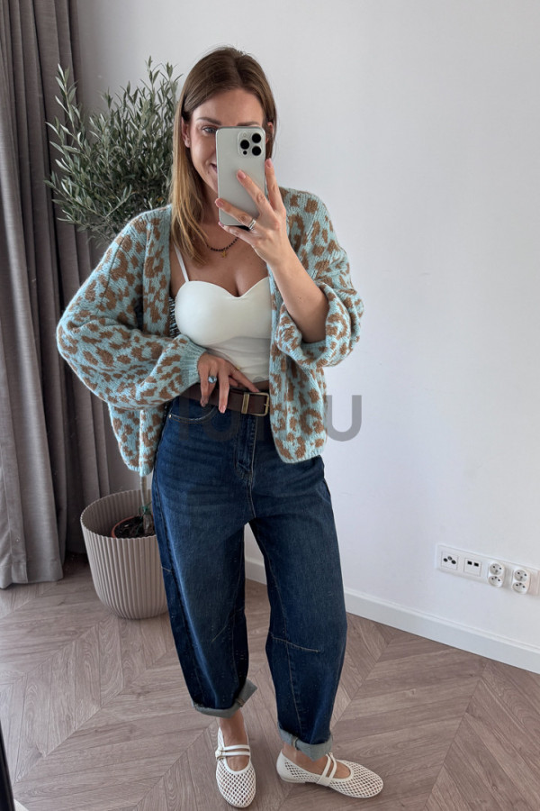SWETER ROZPINANY W BŁĘKITNĄ PANTERKĘ LEO 2