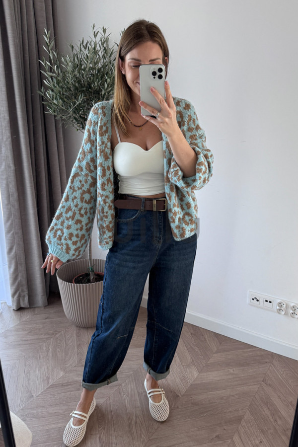 SWETER ROZPINANY W BŁĘKITNĄ PANTERKĘ LEO 3