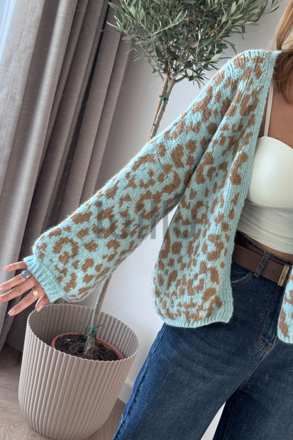 SWETER ROZPINANY W BŁĘKITNĄ PANTERKĘ LEO 6