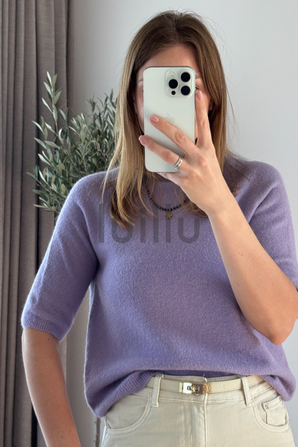 SWETER Z WEŁNĄ Z ALPAKI LAWENDA 3