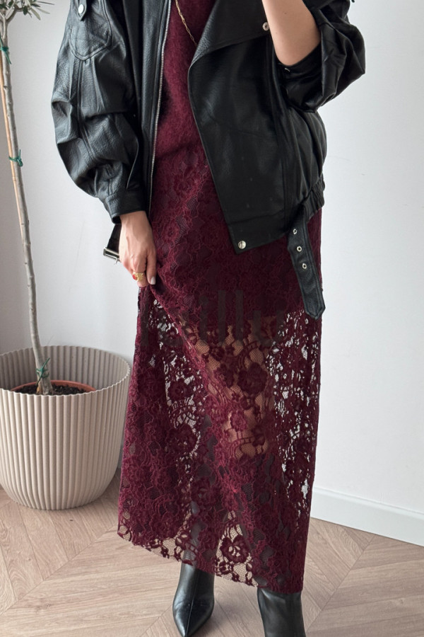 SPÓDNICA KORONKOWA BURGUNDOWA JULIA 3