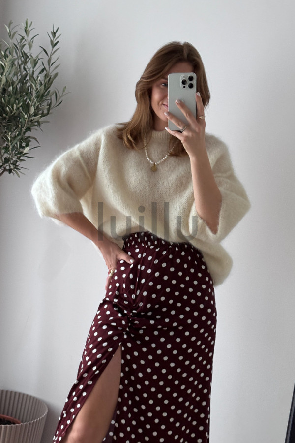 SWETER ŚMIETANKOWY ROZPINANY PREMIUM Z WEŁNĄ KID MOHER PERLA 6