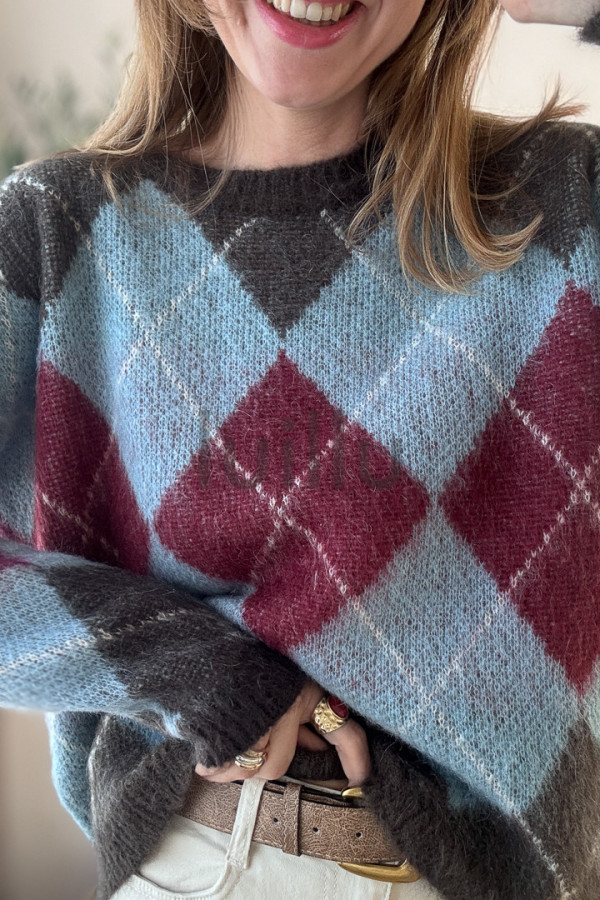 SWETER Z WEŁNĄ W ROMBY KOPENHAGA 1