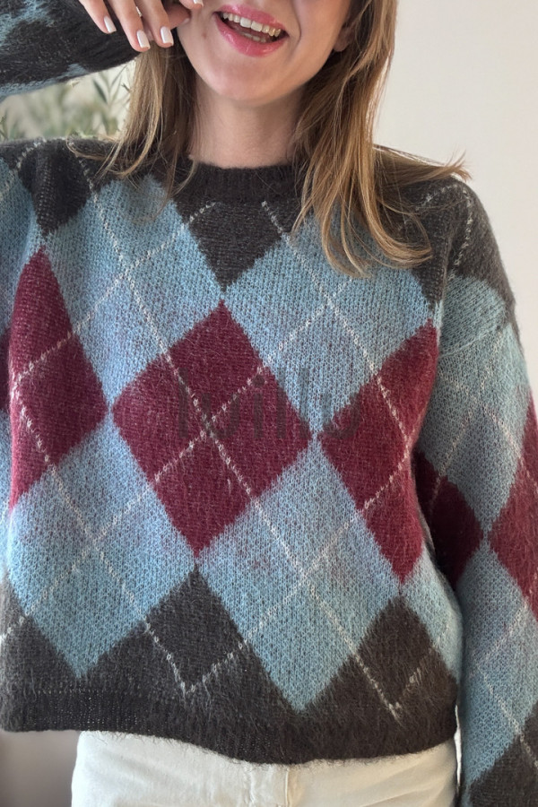 SWETER Z WEŁNĄ W ROMBY KOPENHAGA 6