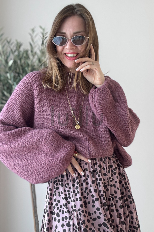 SWETER Z MOHEREM OVERSIZE ŚLIWKA LAURA 1