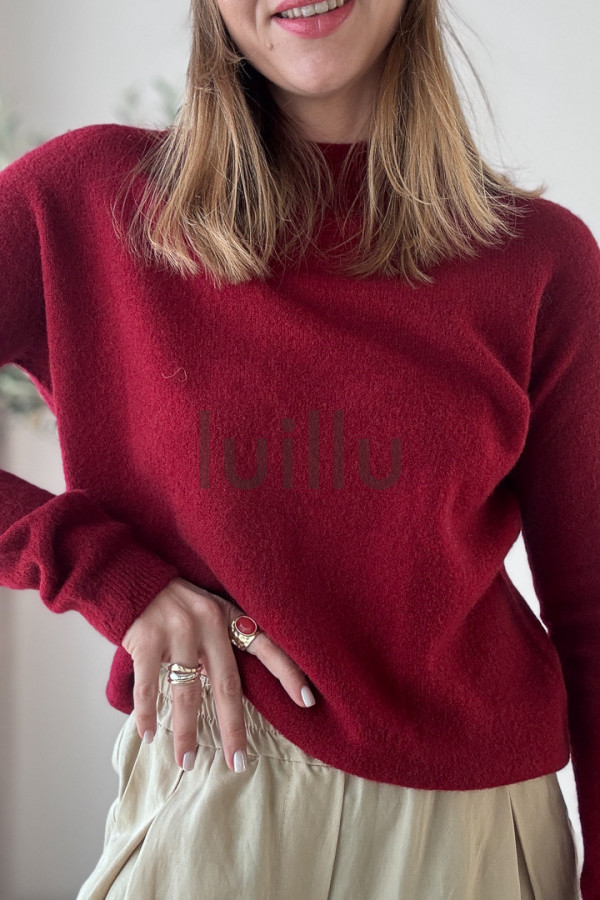 SWETER Z ALPAKĄ W KOLORZE CZERWONEGO RUBINU 2