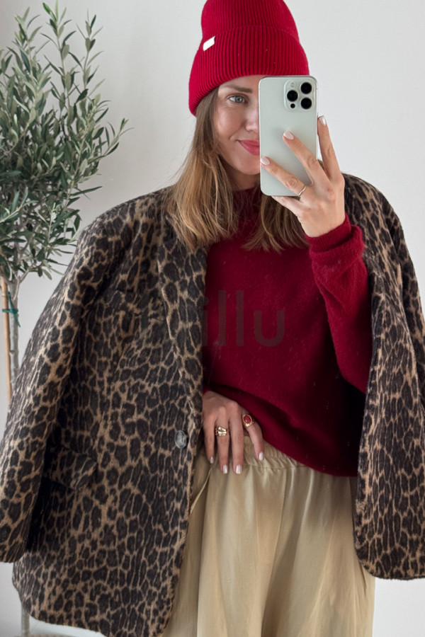 SWETER Z ALPAKĄ W KOLORZE CZERWONEGO RUBINU 4