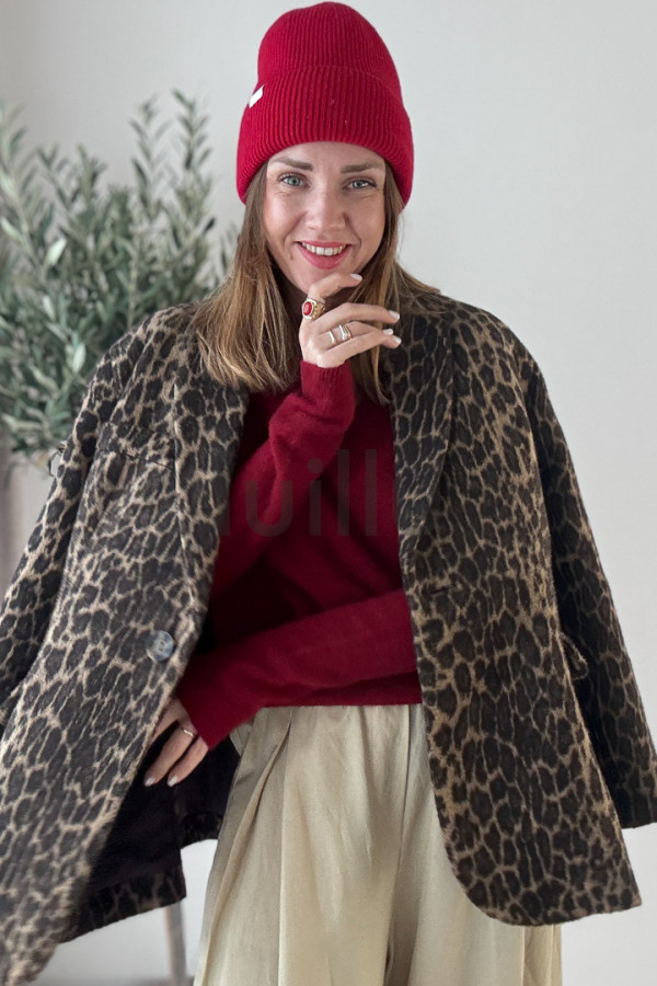 SWETER Z ALPAKĄ W KOLORZE CZERWONEGO RUBINU 1